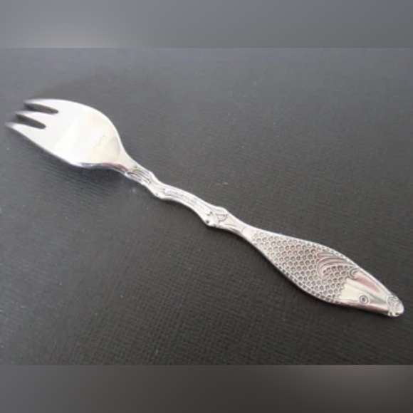RARE VINTAGE PRIMA NS ALP Swedish Fish Fork set of 7 Sterling Silver Plated - Picture 3 of 11